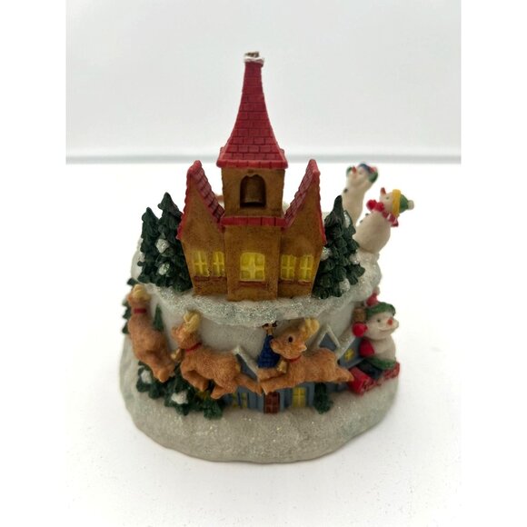 Jingle Bell Rock Christmas Music Box With Snowmen & Reindeer Figurine - Picture 1 of 3